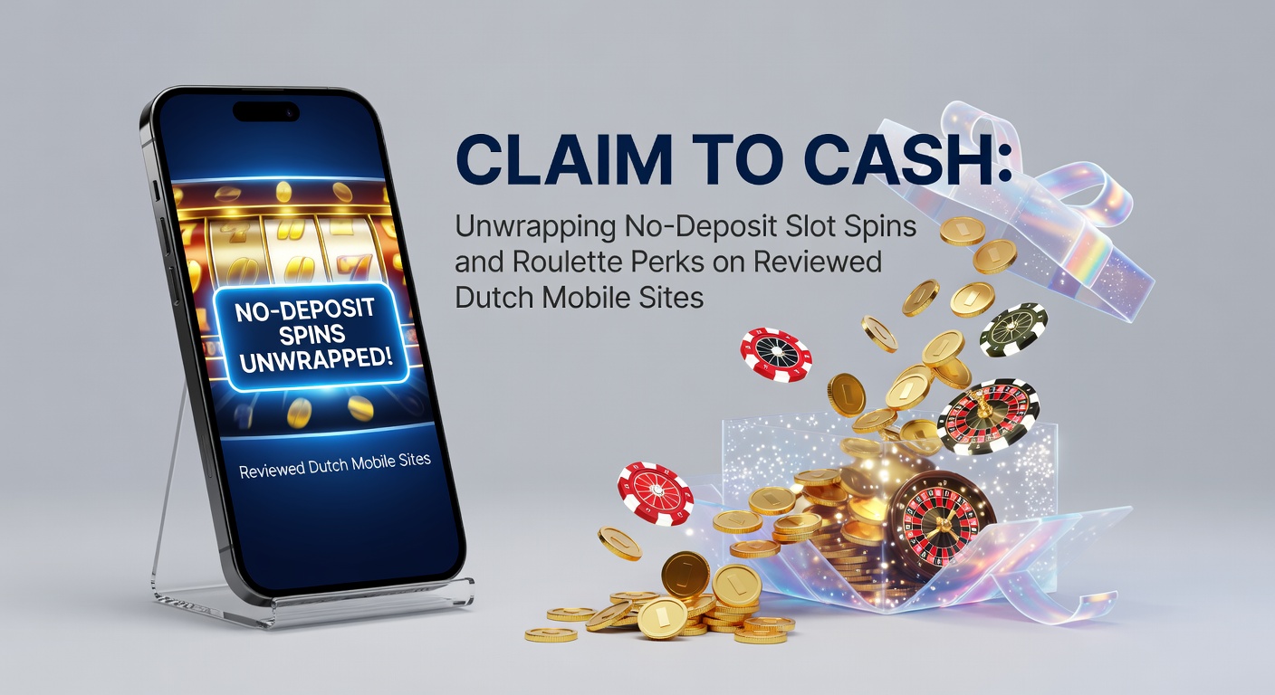 Mobiel scherm met no-deposit bonus voor slots en roulette op een Nederlands casino platform, inclusief claimknop en jackpot symbolen