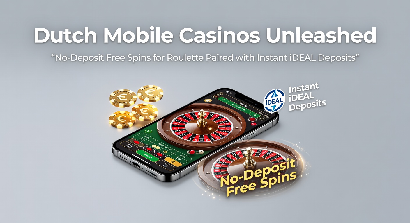 Mobiele roulette op een smartphone met iDEAL-logo en free spins icoon, illustrerend naadloze Nederlandse casino-ervaring