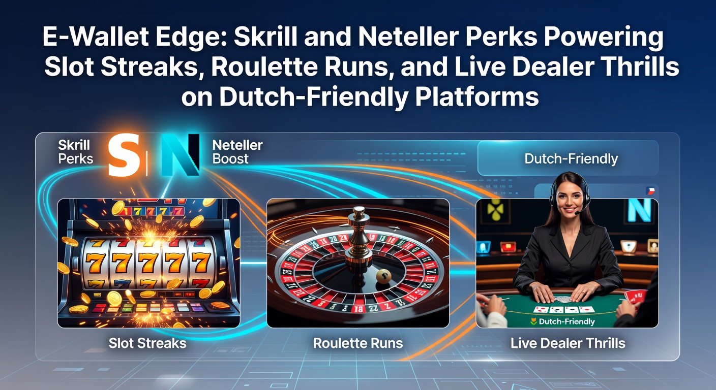 Skrill en Neteller logo's naast een online casino interface met slots en roulette tafels