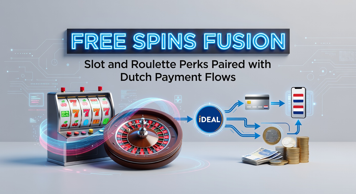 Grafische weergave van free spins en roulette wielen geïntegreerd met iDEAL betaaliconen, symboliserend snelle Nederlandse transacties in online casinos
