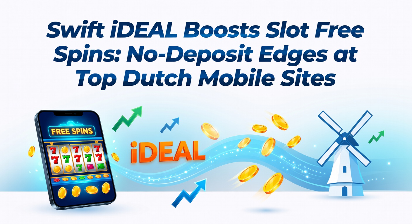 Mobiel scherm met iDEAL betaaloptie en draaiende slotrollen tijdens een no-deposit bonusronde op een Nederlands casino platform